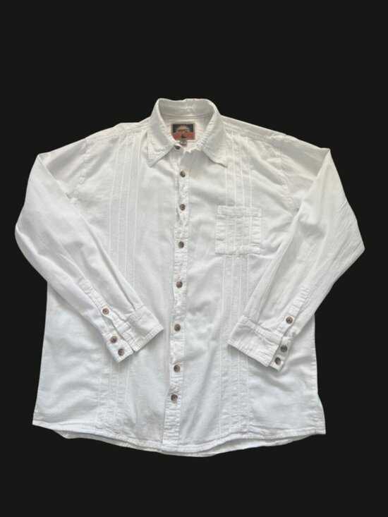 Farthest Point Casuals Other - Farthest Point Casuals Men's Peruvian Pima Pin-tuck White Textured Shirt -Size M
